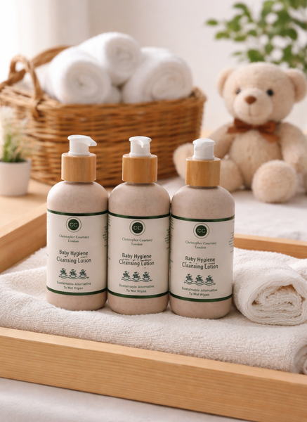 Baby Hygiene Cleansing Lotion – The Sustainable Alternative to Baby Wet Wipes         250ml - Baby Cleansing Lotion Christopher Courtney 