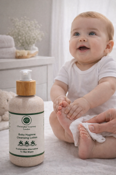 Baby Hygiene Cleansing Lotion – The Sustainable Alternative to Baby Wet Wipes         250ml - Baby Cleansing Lotion Christopher Courtney 